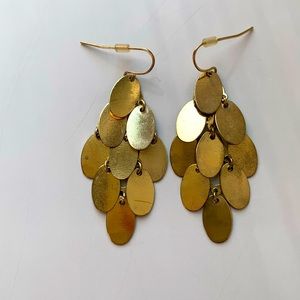 Gold tone metal dangle earrings